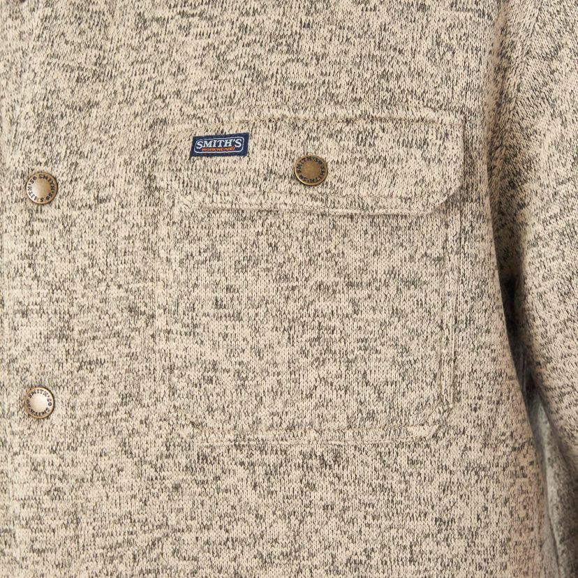 Sherpa-Lined Sweater Fleece Snap Closure Shirt-Jacket