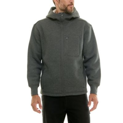 Hallstatt Men's Sherpa-Lined Heather Thermal Hooded Full-Zip Shirt Jacket, Grey, 2XL