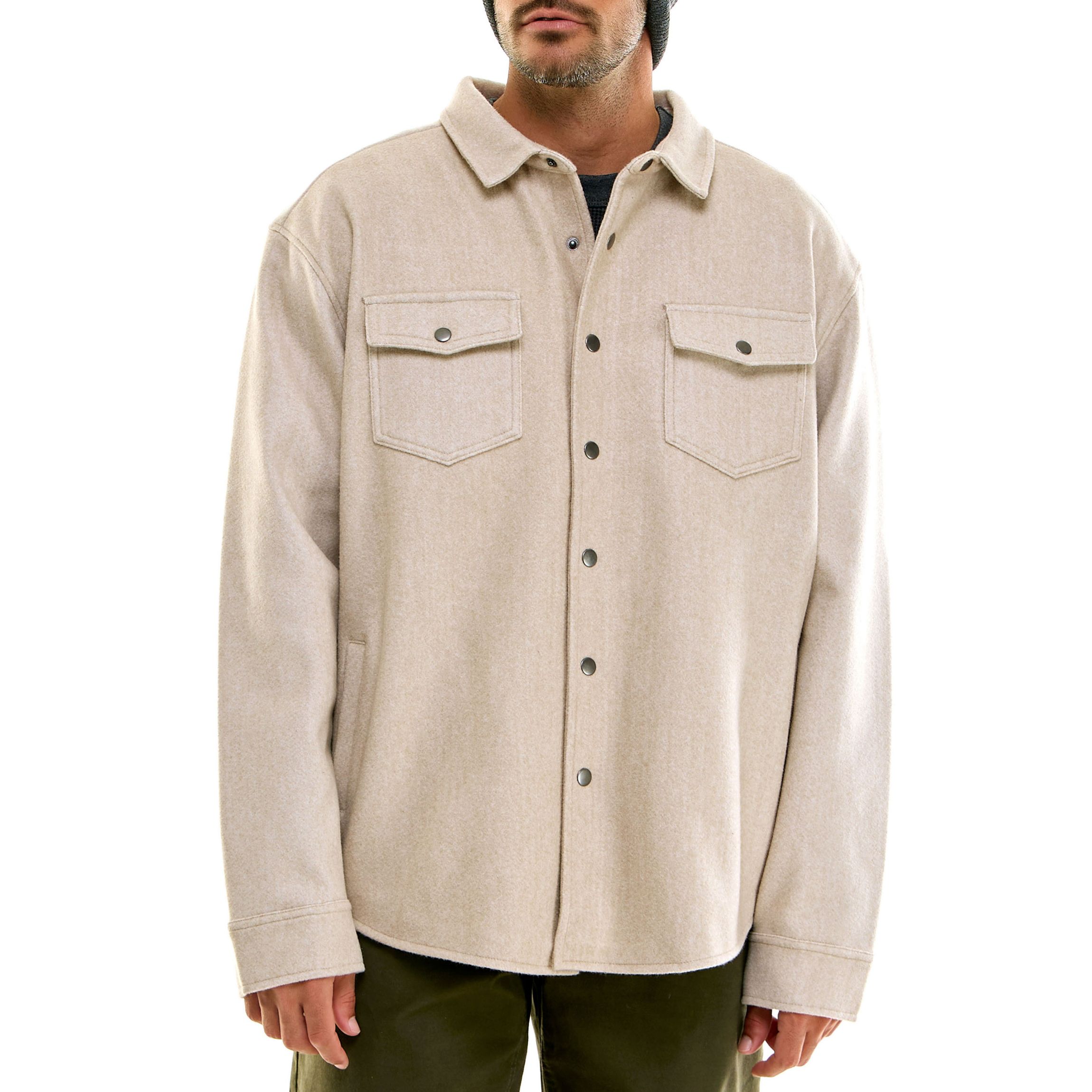専用｜ARTS&SCIENCE Over Front Shirt ジャケット Hallstatt Hallstatt Snap Front Lined Wool Like Fabric Shirt Jacket