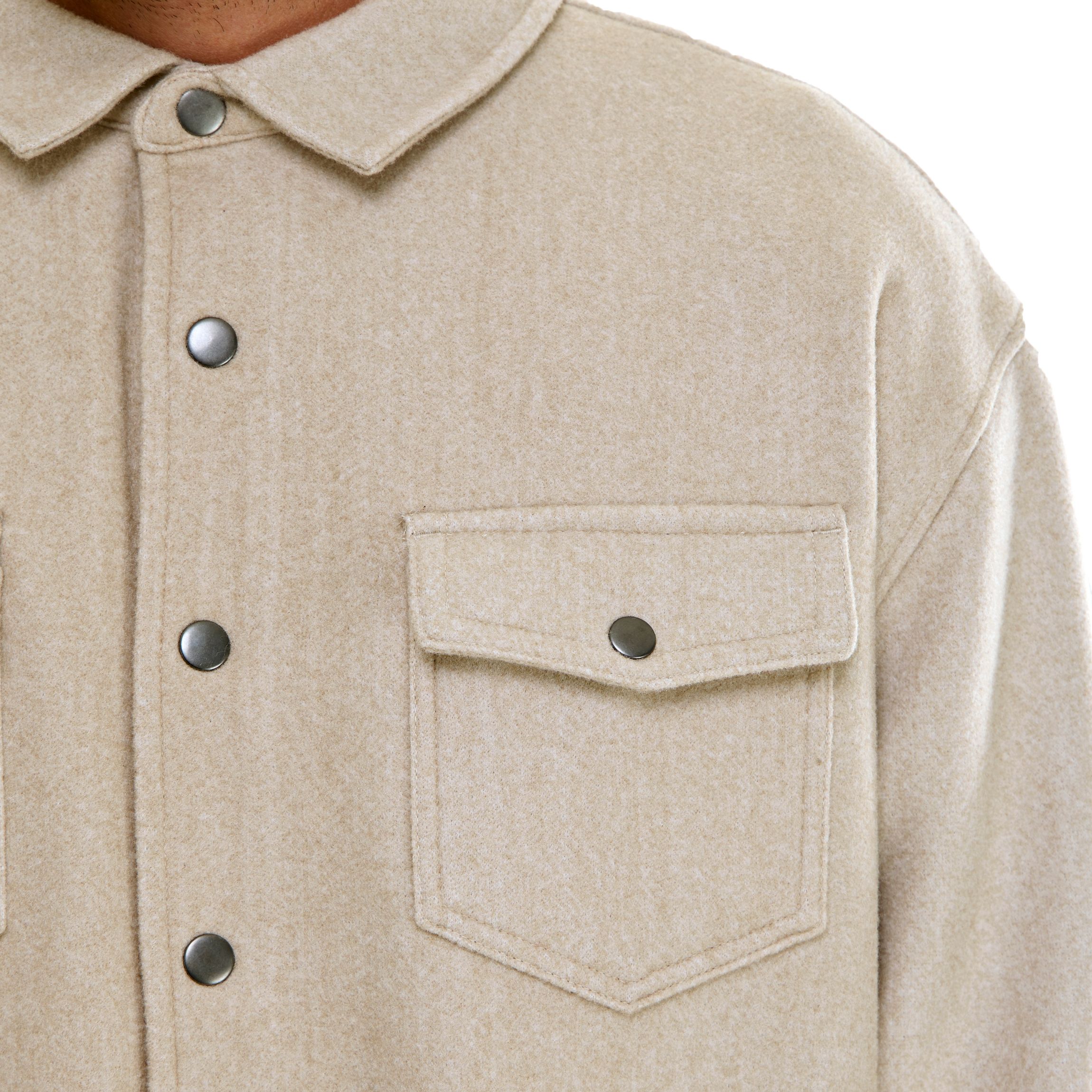 Hallstatt Hallstatt Snap Front Lined Wool Like Fabric Shirt Jacket