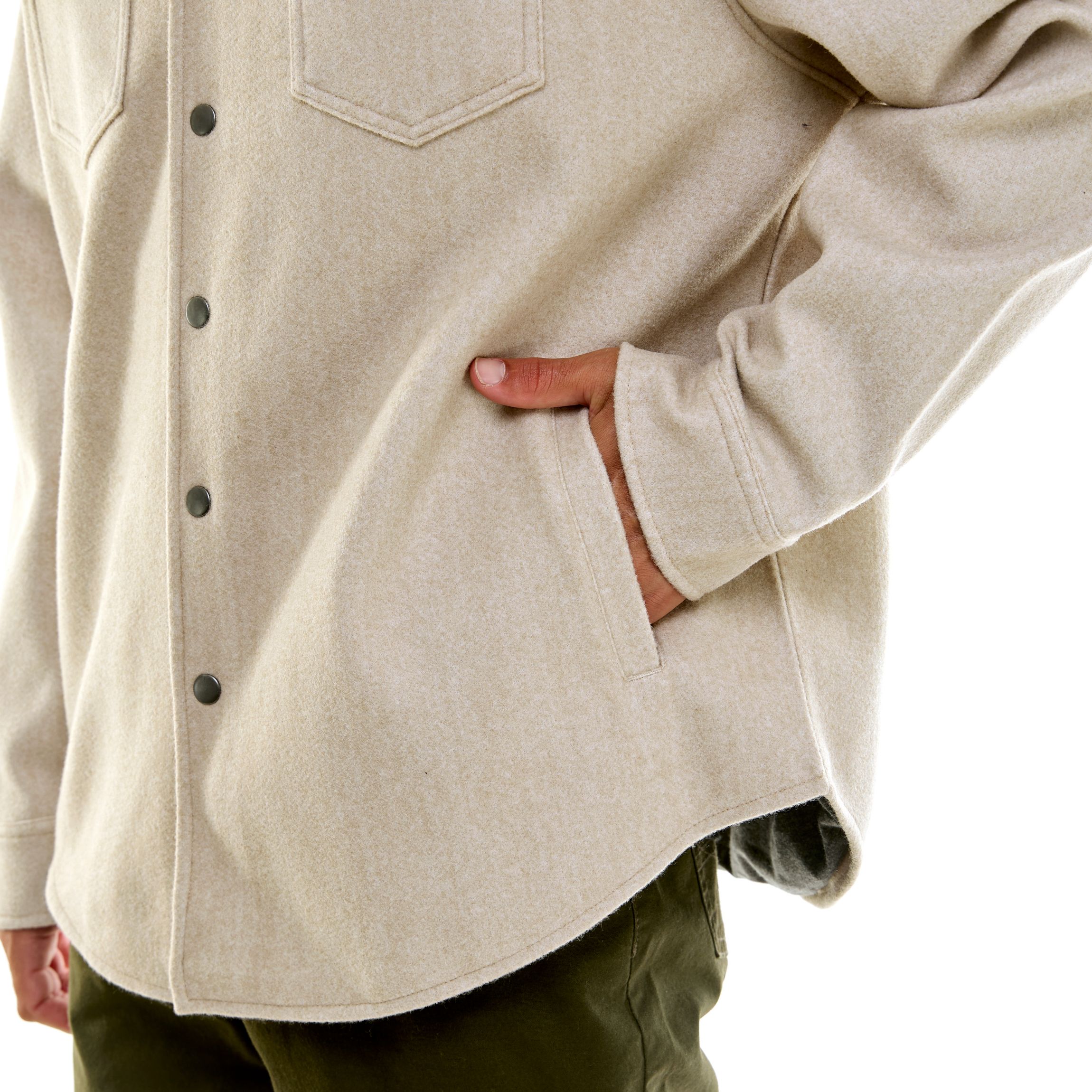 Hallstatt Hallstatt Snap Front Lined Wool Like Fabric Shirt Jacket