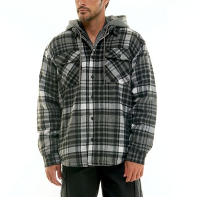 Men's Hallstatt Workwear Sherpa-Lined Hooded Flannel Shirt Jacket, 2XL