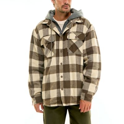Men's Hallstatt Workwear Sherpa-Lined Hooded Flannel Shirt Jacket