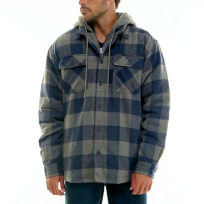 Men's Hallstatt Workwear Sherpa-Lined Hooded Flannel Shirt Jacket, 2XL