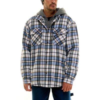 Men's Hallstatt Workwear Sherpa-Lined Hooded Flannel Shirt Jacket, 2XL