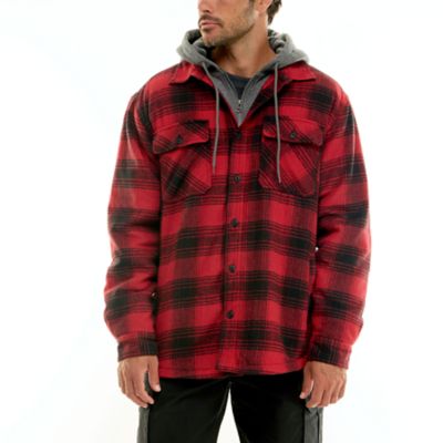 Men's Hallstatt Workwear Sherpa-Lined Hooded Flannel Shirt Jacket, 2XL