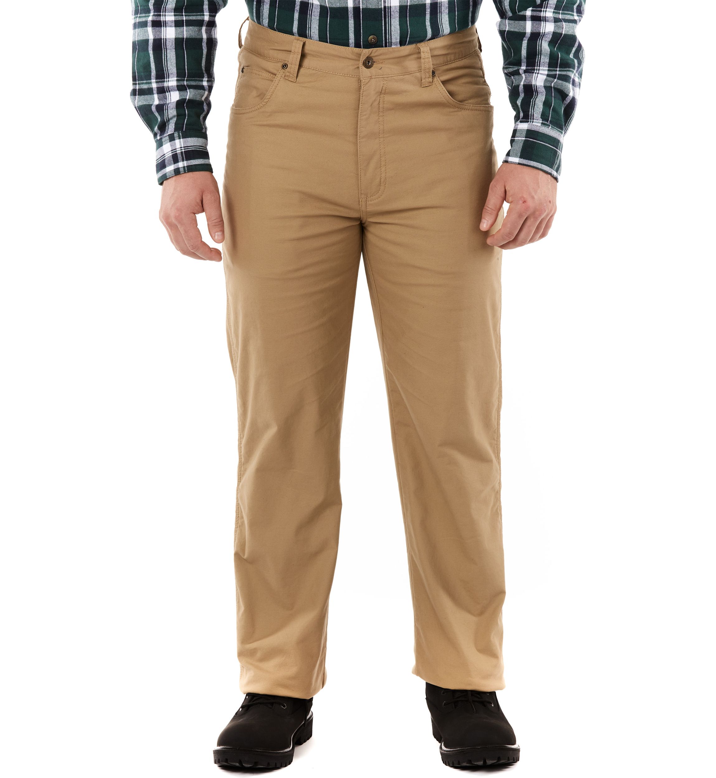 Print Fleece Lined 5 Pocket Canvas Pants