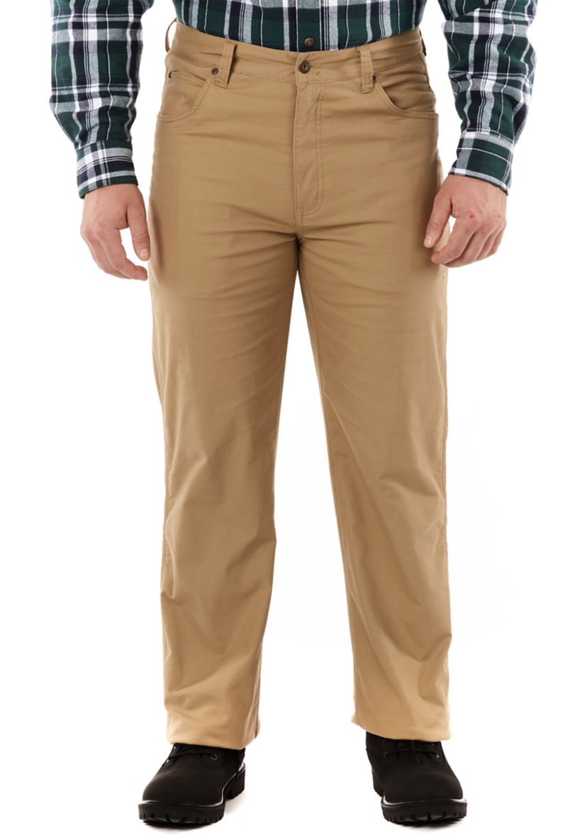 Print Fleece Lined 5 Pocket Canvas Pants