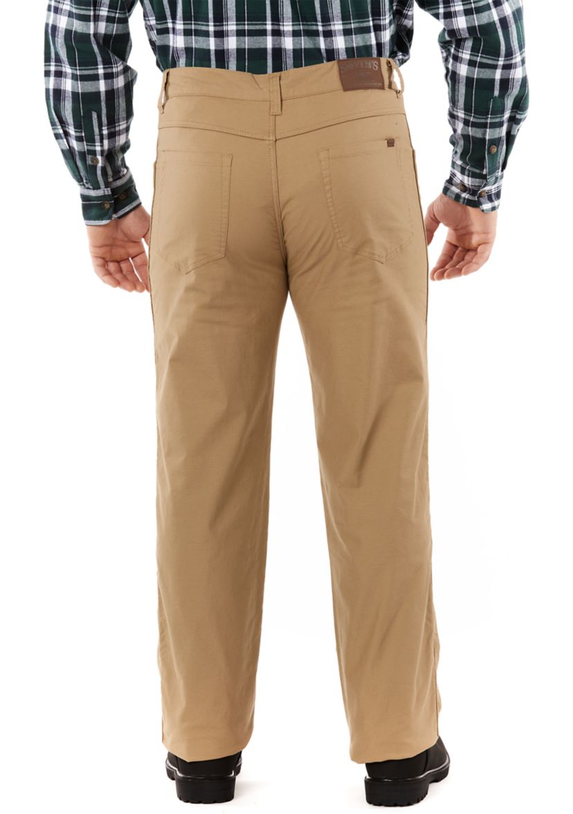 Print Fleece Lined 5 Pocket Canvas Pants