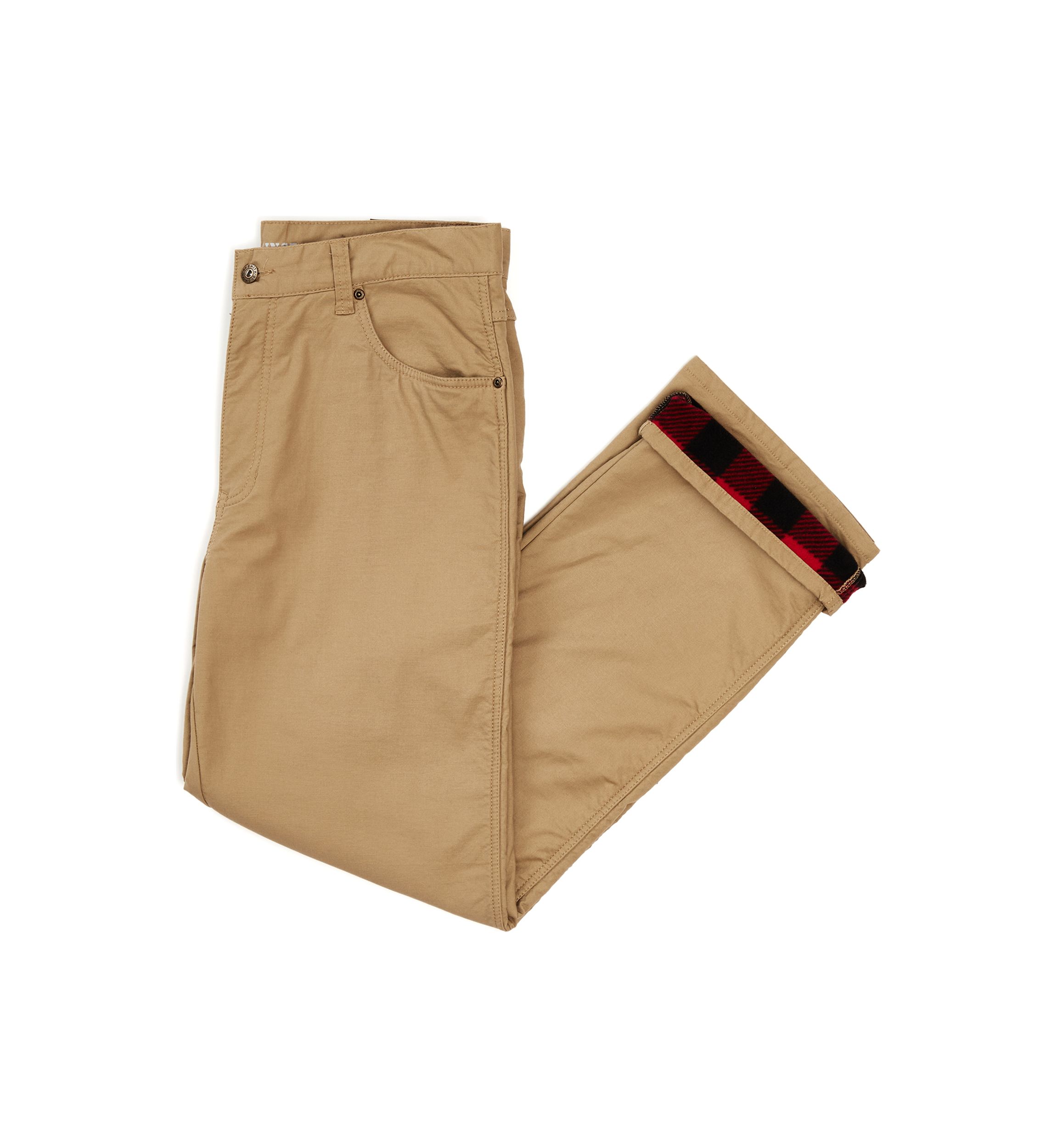 Print Fleece Lined 5 Pocket Canvas Pants