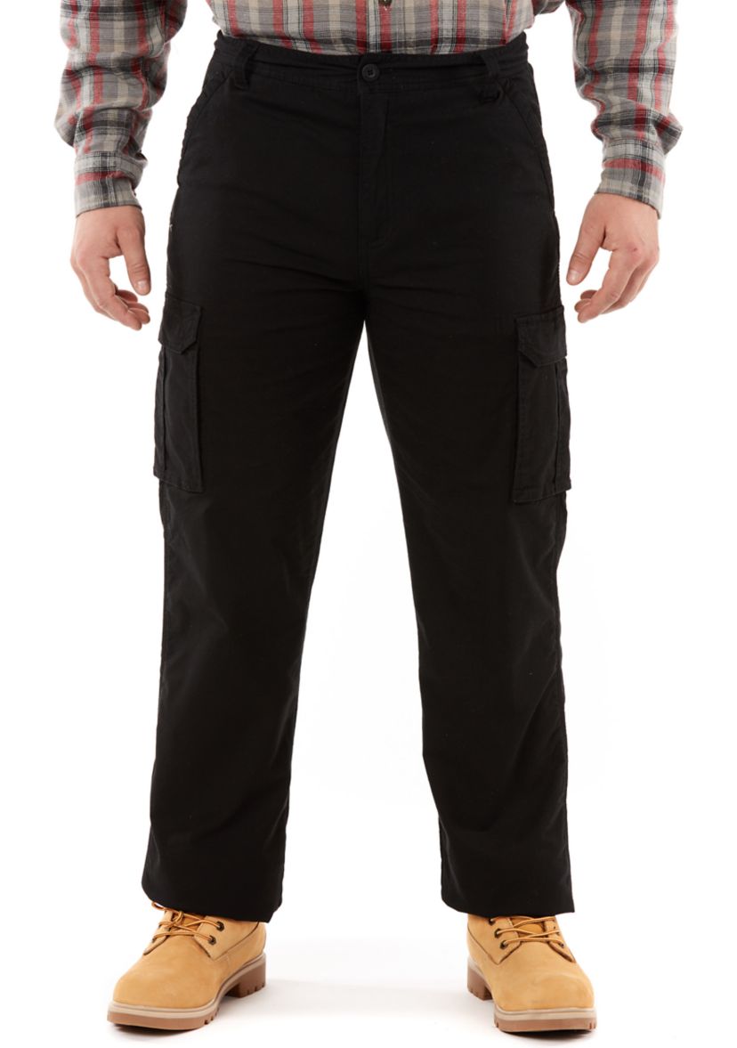 Print Fleece Lined Cargo Canvas Pants
