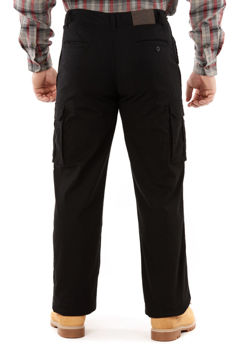 Print Fleece Lined Cargo Canvas Pants