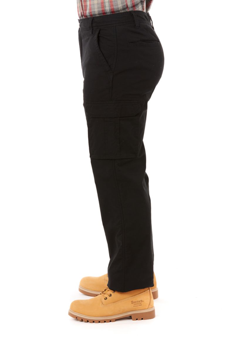 Print Fleece Lined Cargo Canvas Pants