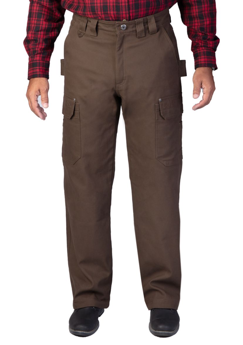 Bonded-Fleece Lined Work-Stretch Duck Canvas Gusset Utility Cargo Pant