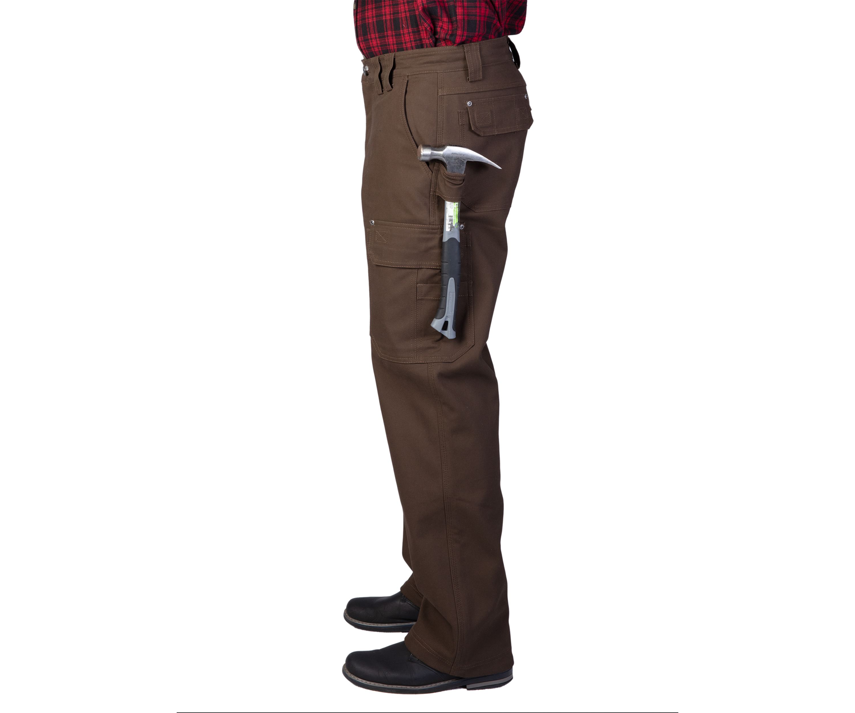 Bonded-Fleece Lined Work-Stretch Duck Canvas Gusset Utility Cargo Pant