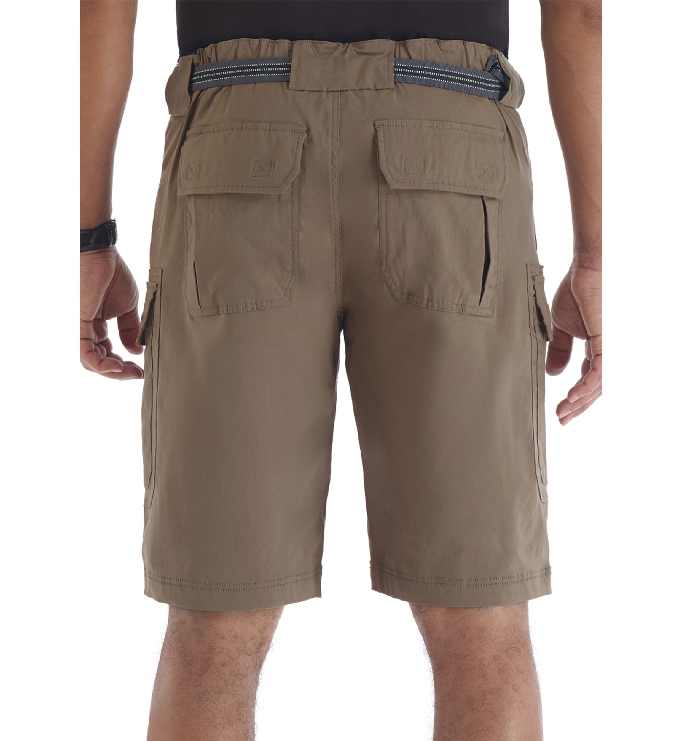 Mens Belted Stretch Gusset Work Shorts   