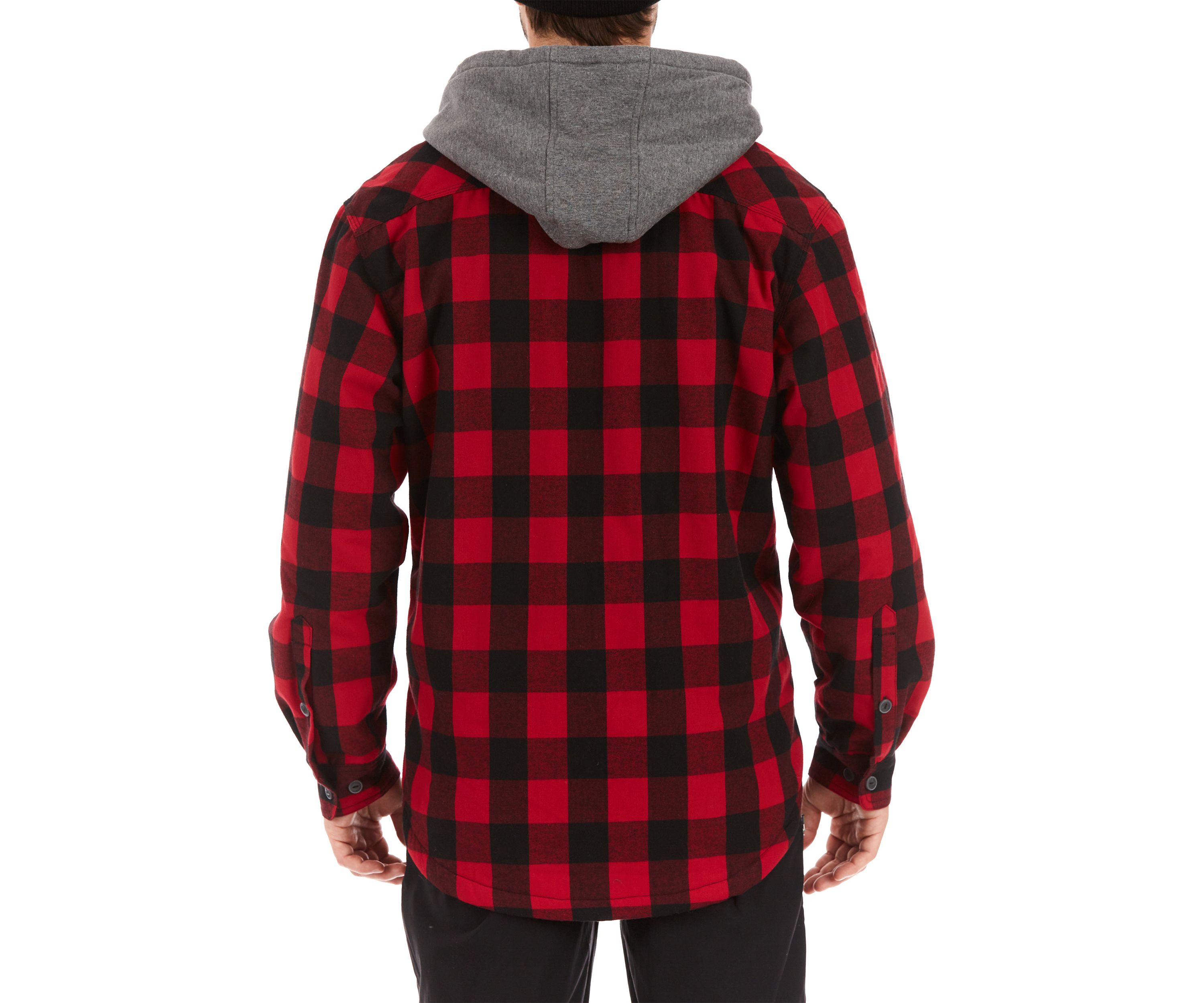 Sherpa-Lined Hooded Flannel Shirt Jacket