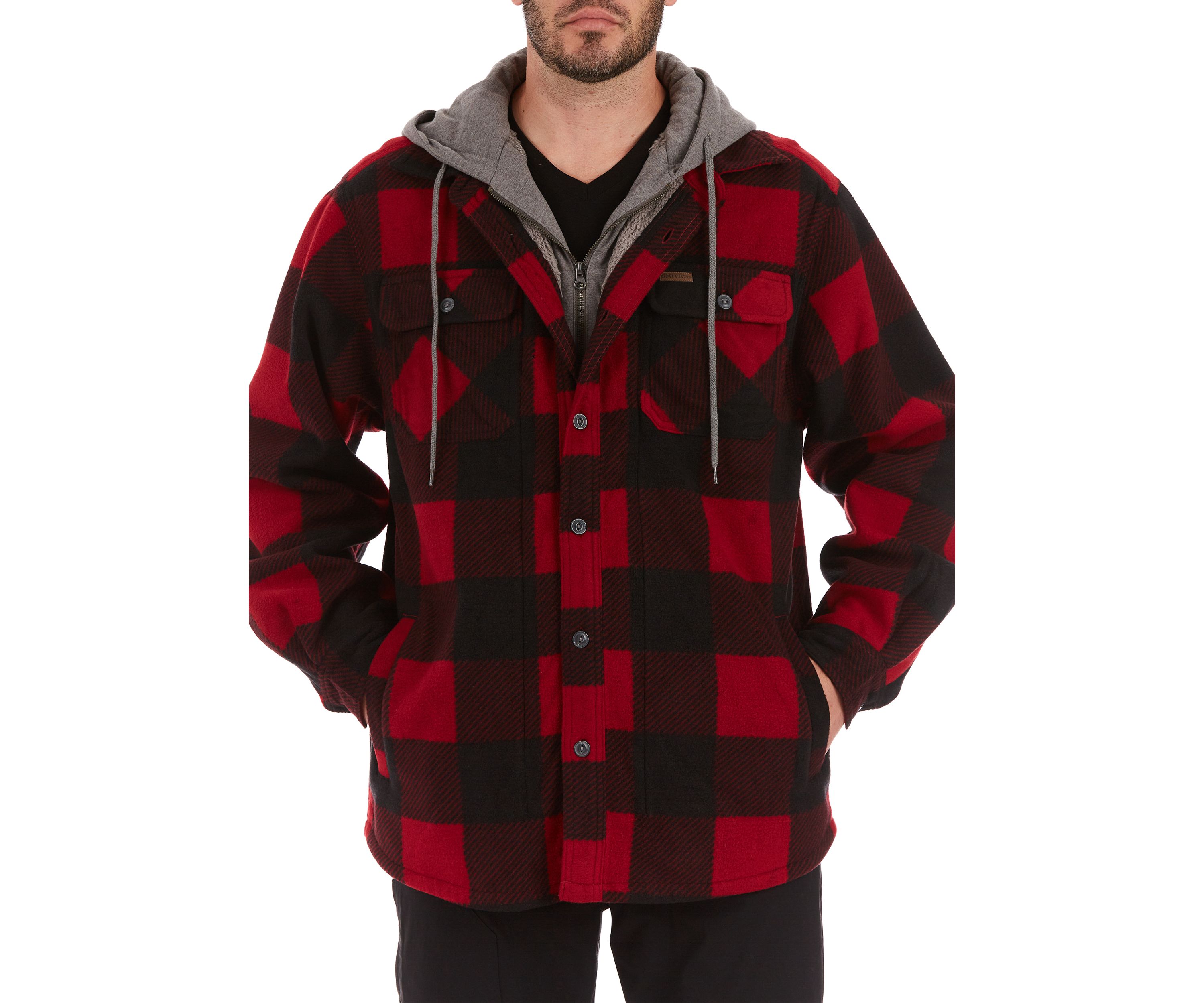 Sherpa-Lined Microfleece Shirt Jacket