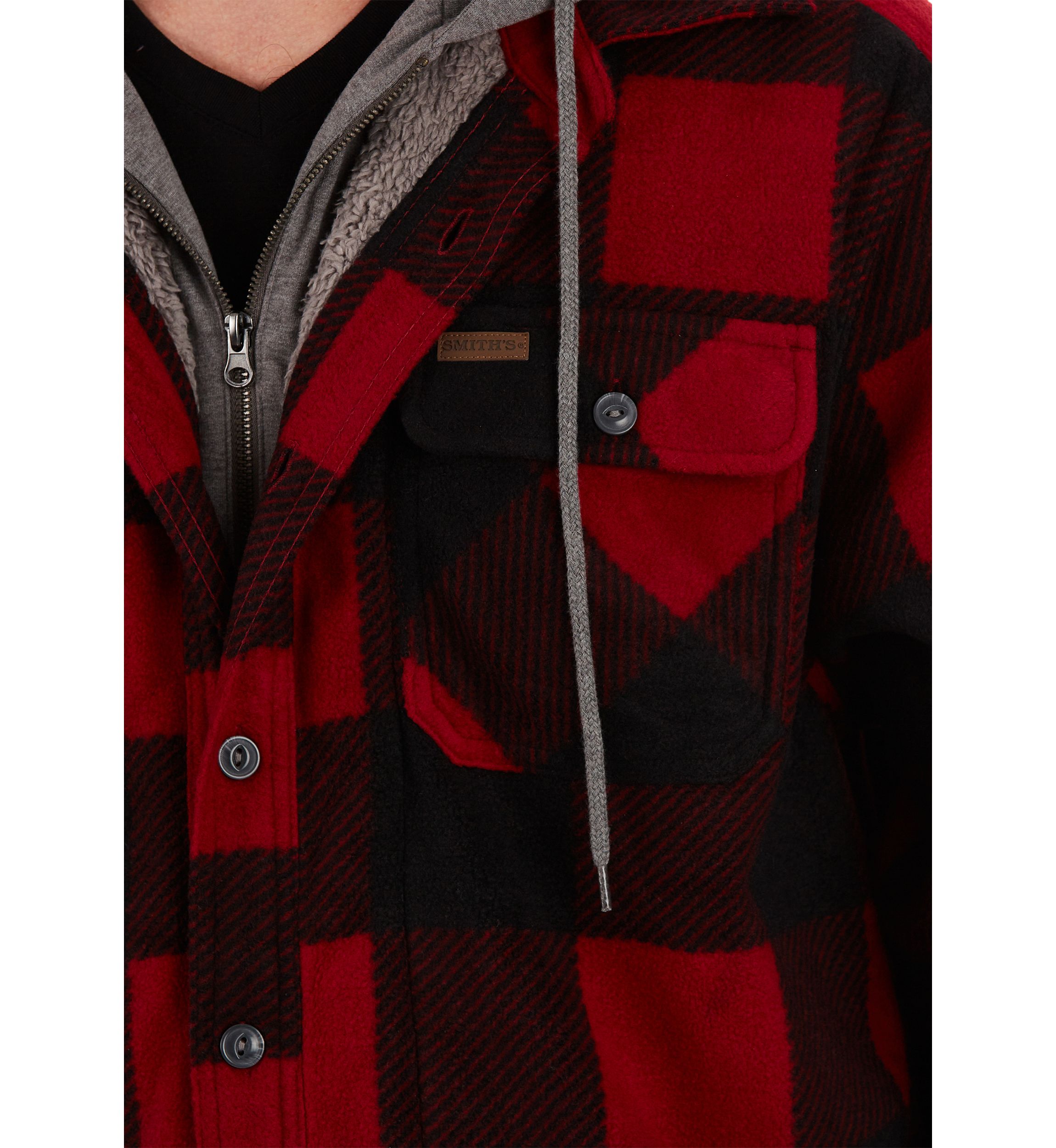 Sherpa-Lined Microfleece Shirt Jacket
