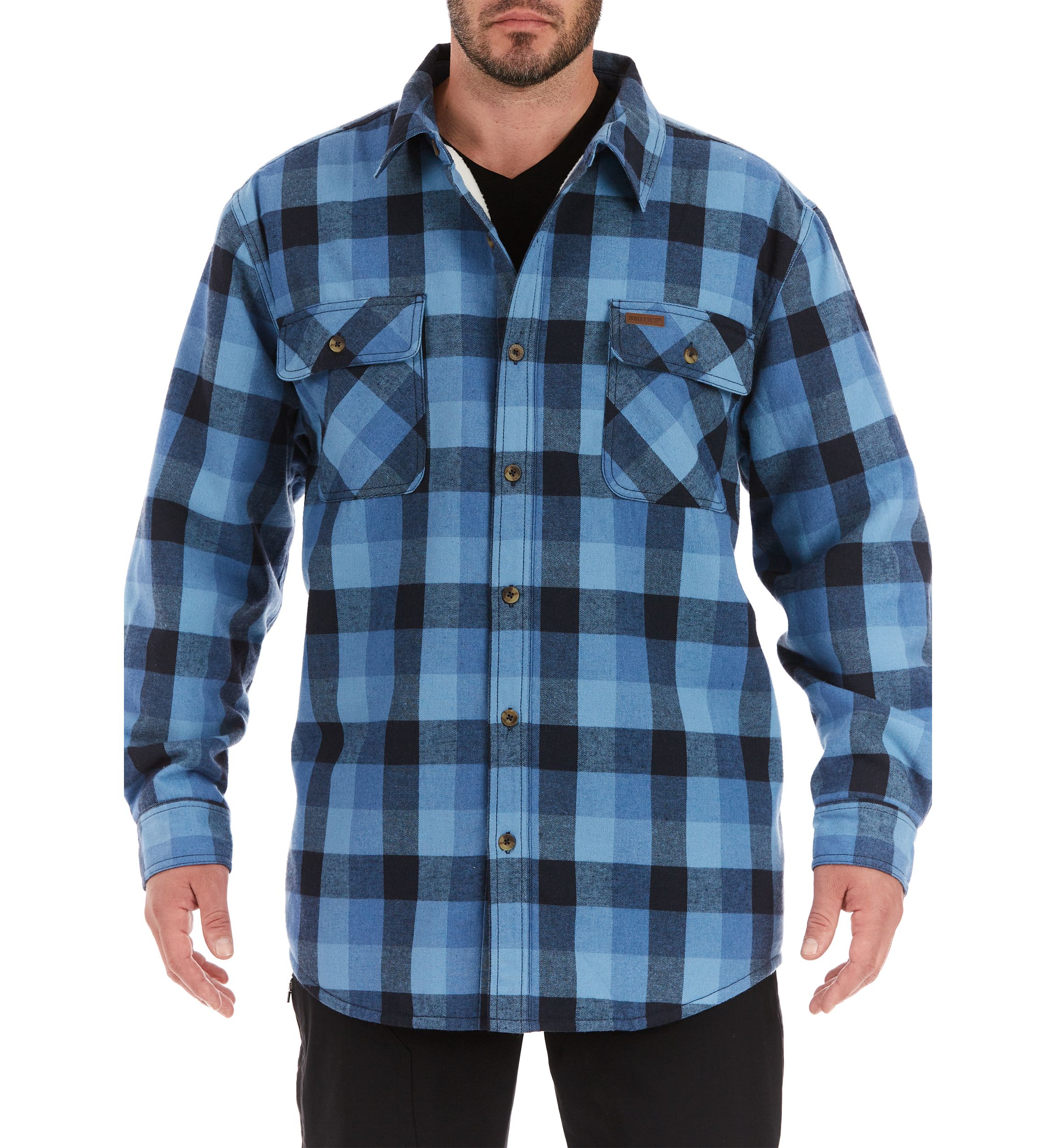 Sherpa-Lined Cotton Flannel Shirt Jacket