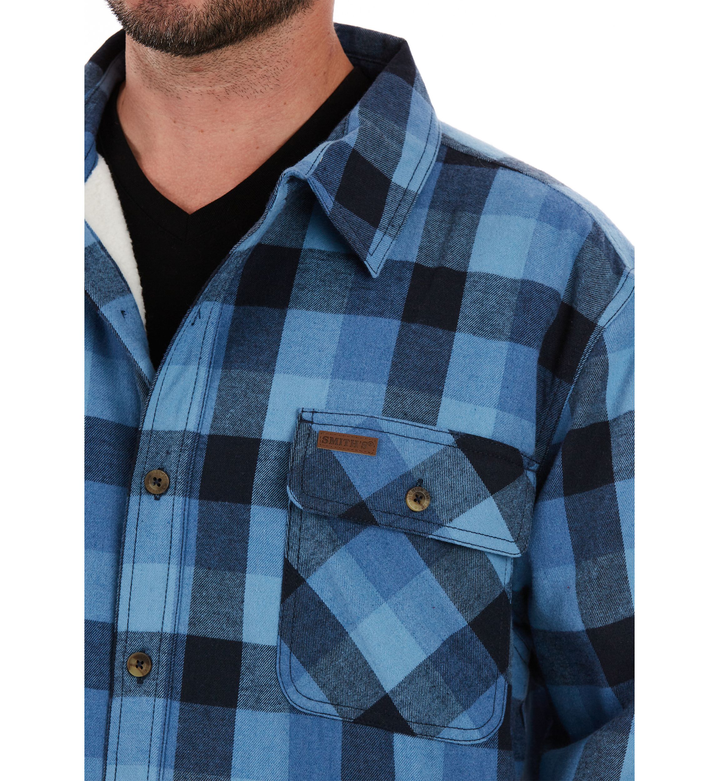 Sherpa-Lined Cotton Flannel Shirt Jacket