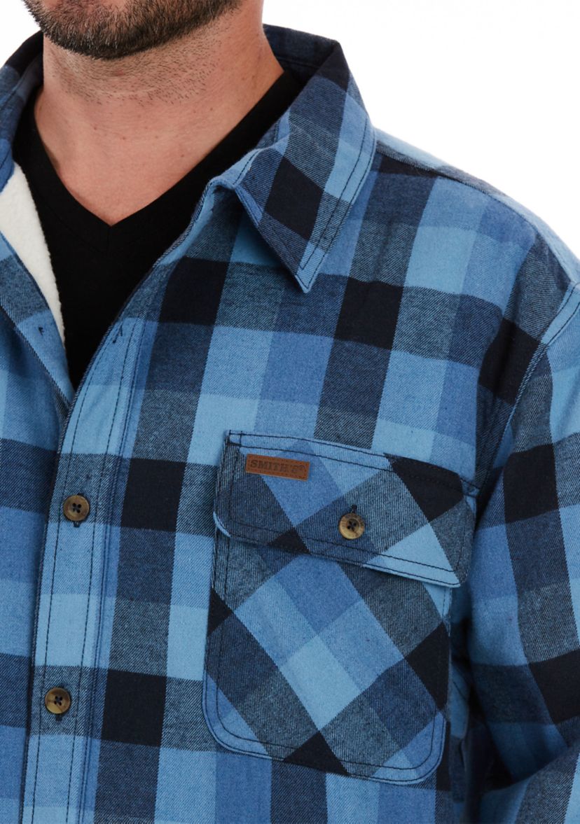 Sherpa-Lined Cotton Flannel Shirt Jacket