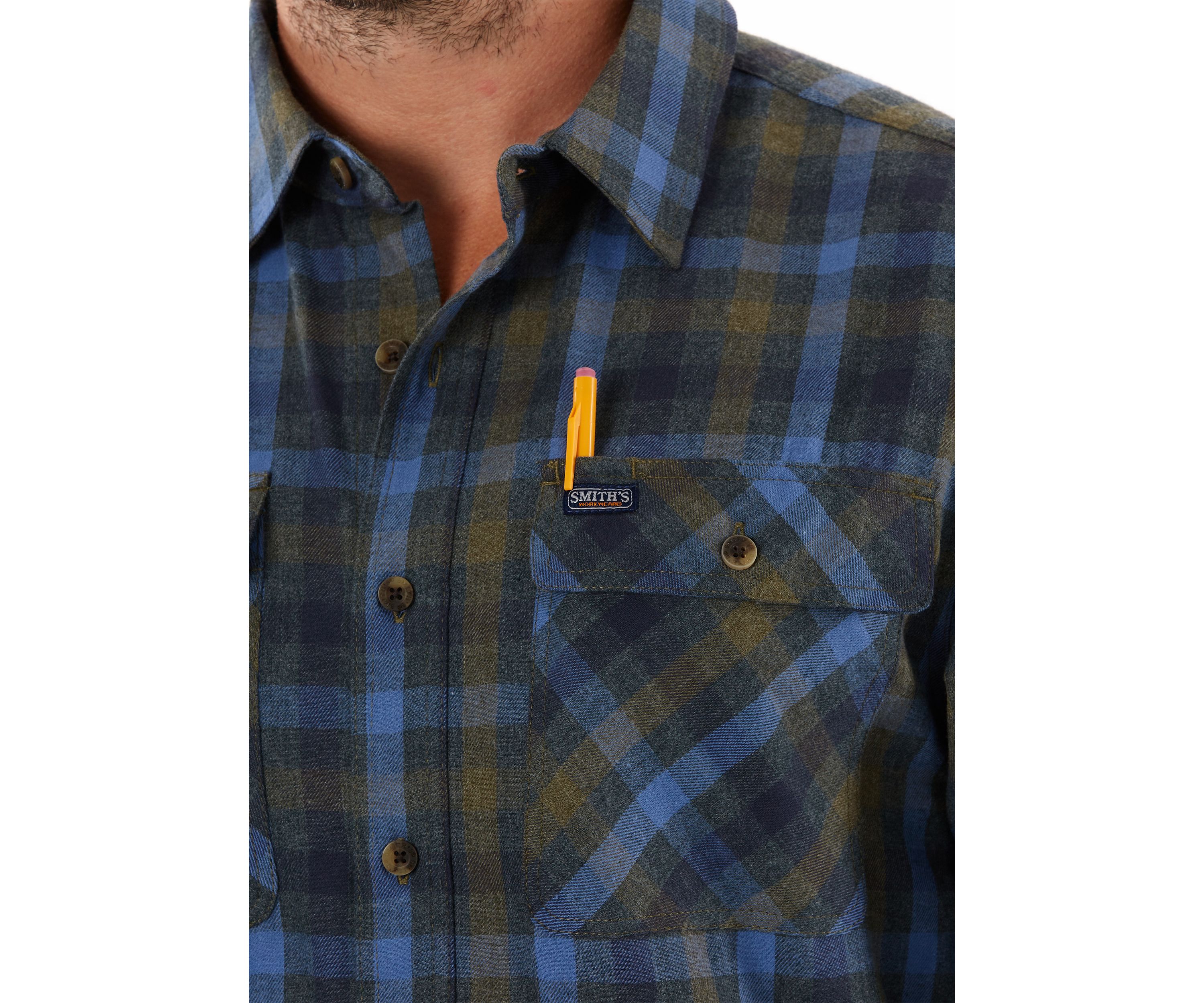 Plaid Two-Pocket Flannel Shirt