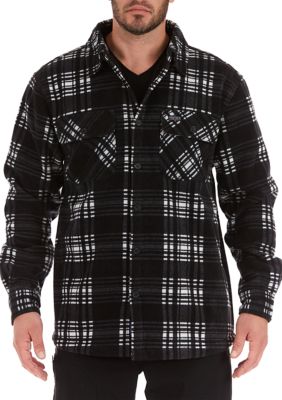 Sherpa-Lined Plaid Fleece Shirt Jacket