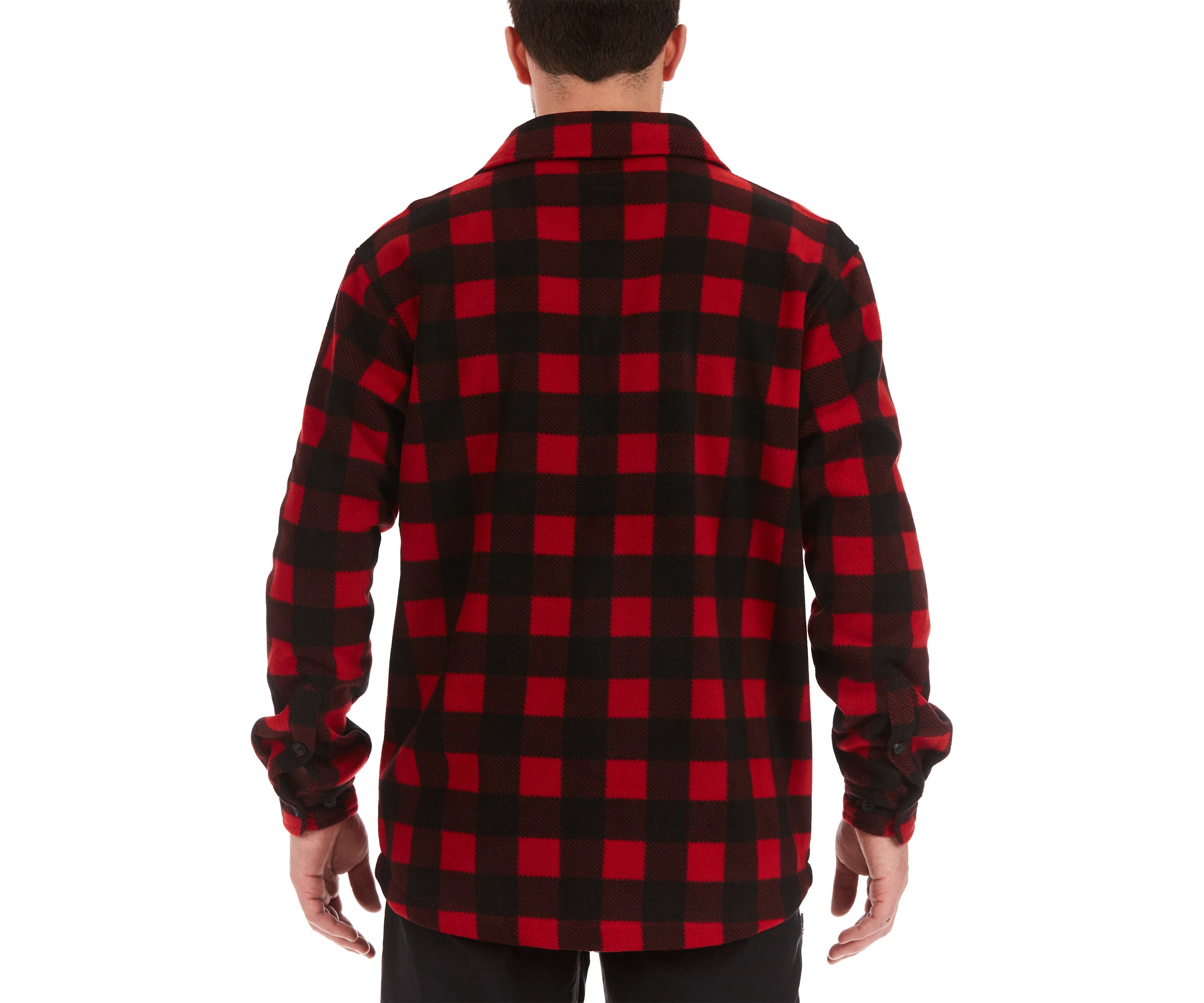 Sherpa-Lined Plaid Fleece Shirt Jacket