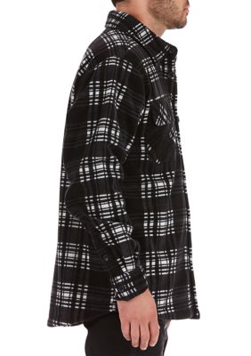 Sherpa-Lined Plaid Fleece Shirt Jacket