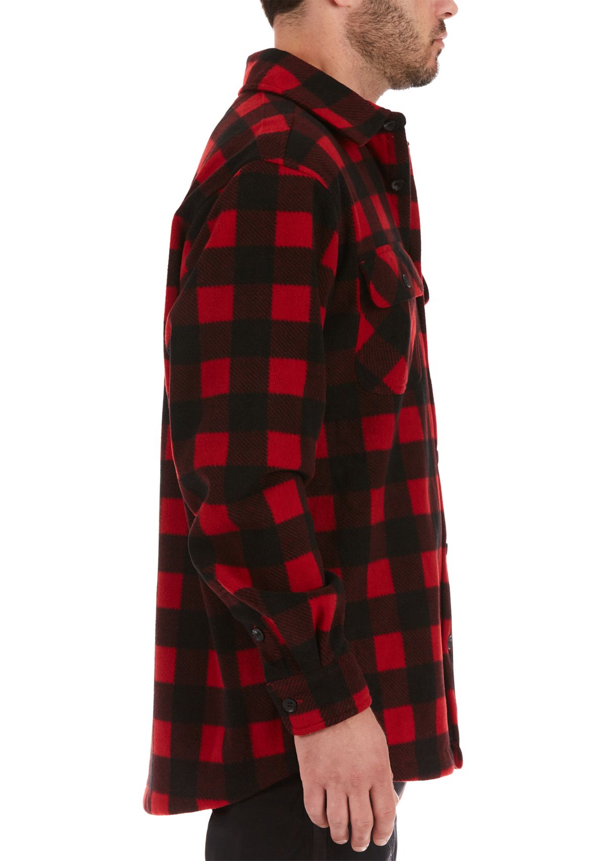 Sherpa-Lined Plaid Fleece Shirt Jacket