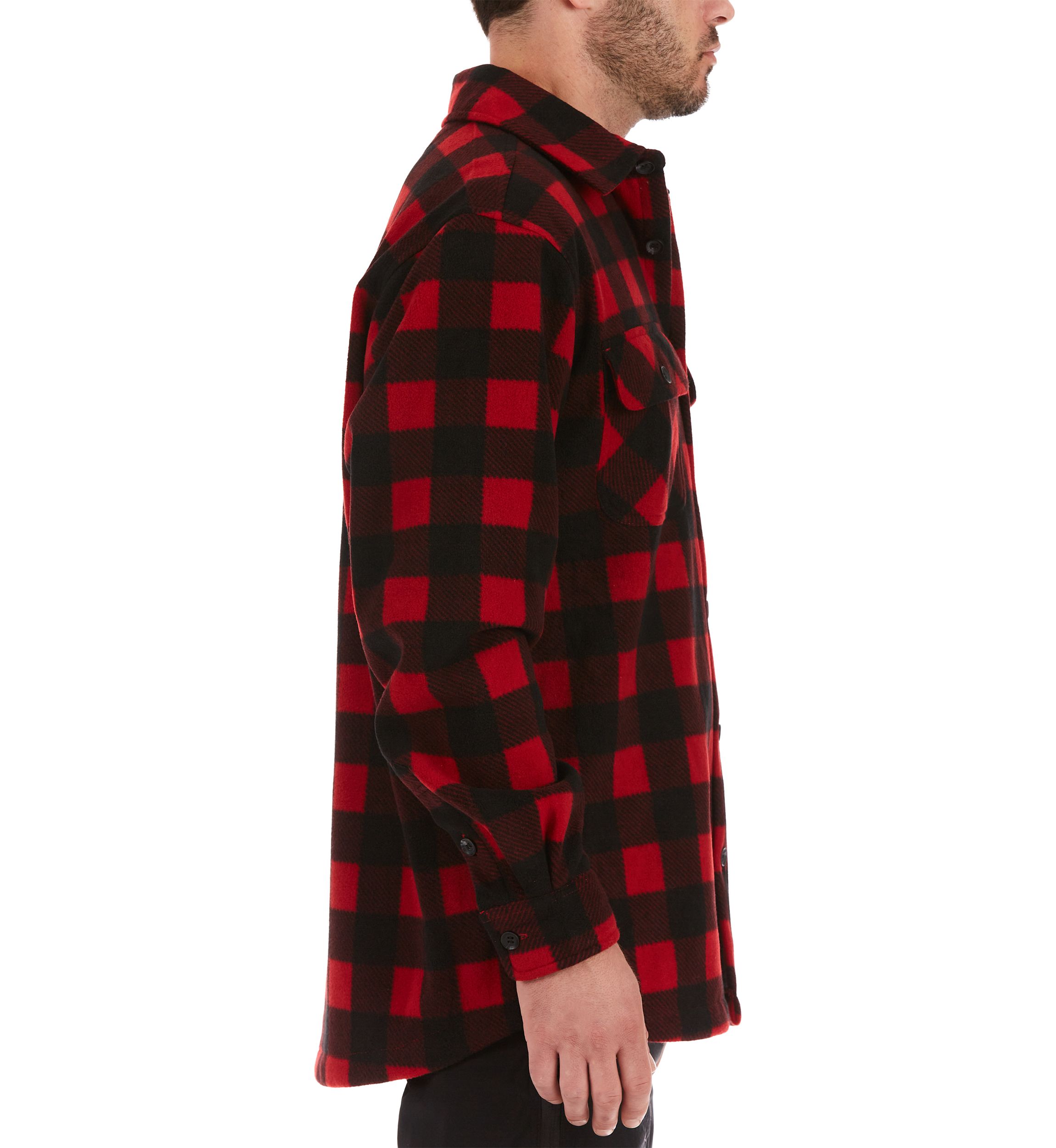 Sherpa-Lined Plaid Fleece Shirt Jacket