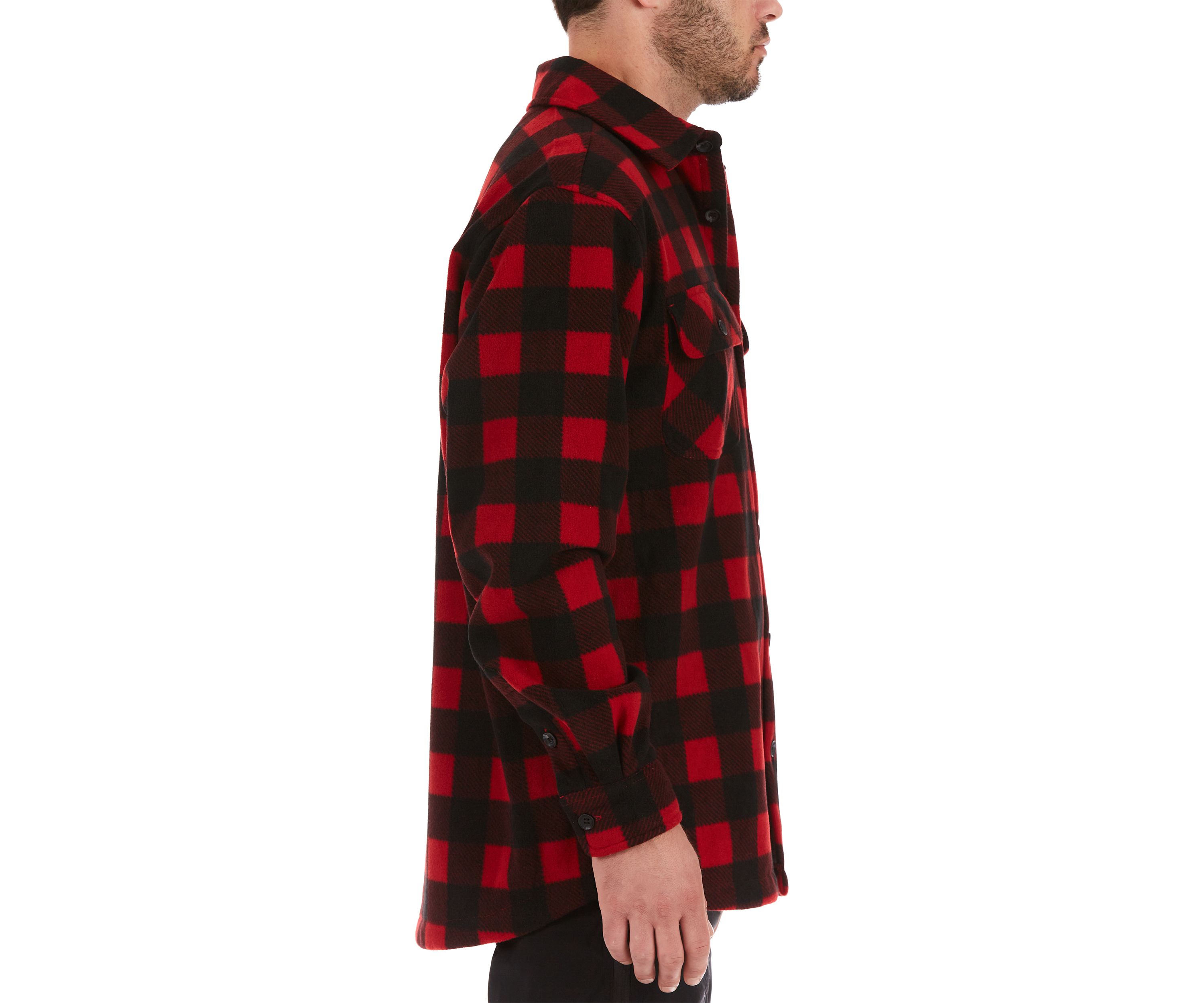 Sherpa-Lined Plaid Fleece Shirt Jacket