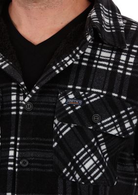 Sherpa-Lined Plaid Fleece Shirt Jacket