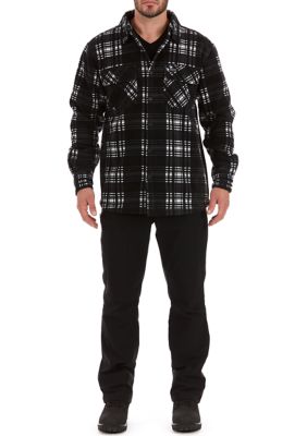 Sherpa-Lined Plaid Fleece Shirt Jacket