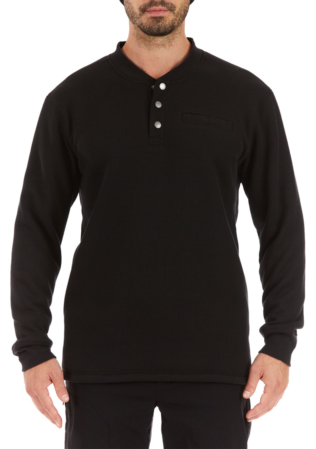 Sherpa-Bonded Thermal Knit Henley Pullover