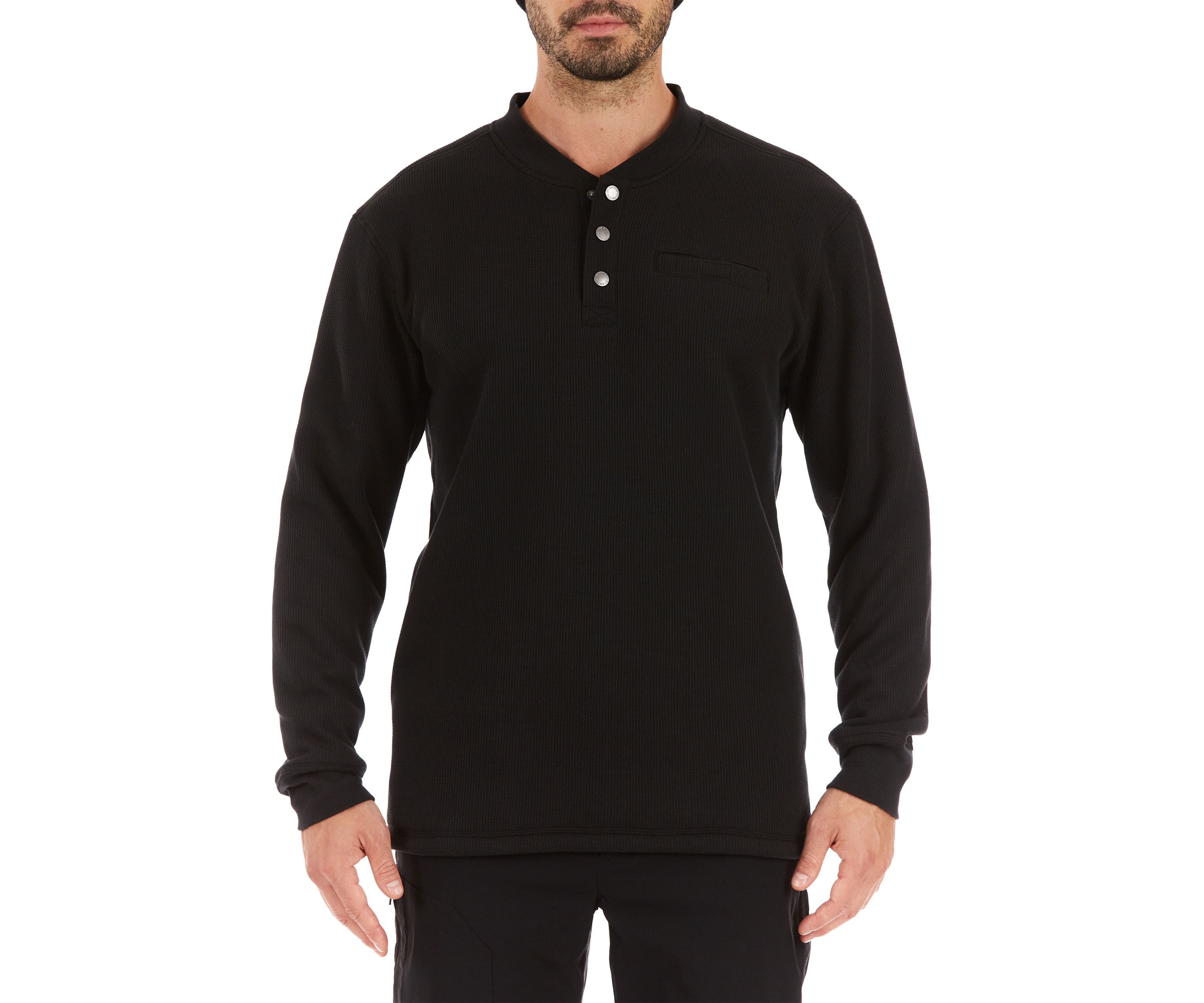 Sherpa-Bonded Thermal Knit Henley Pullover