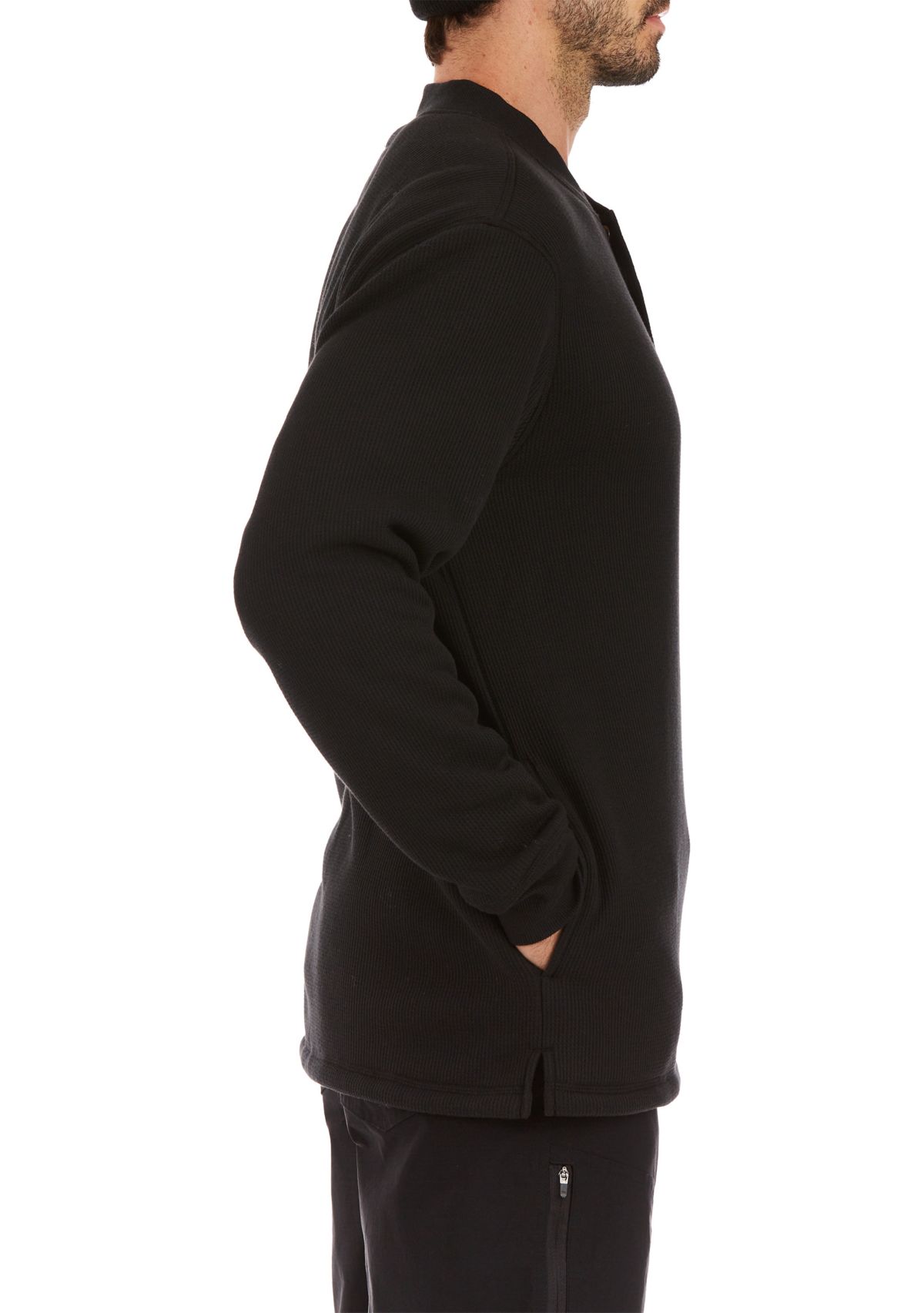 Sherpa-Bonded Thermal Knit Henley Pullover