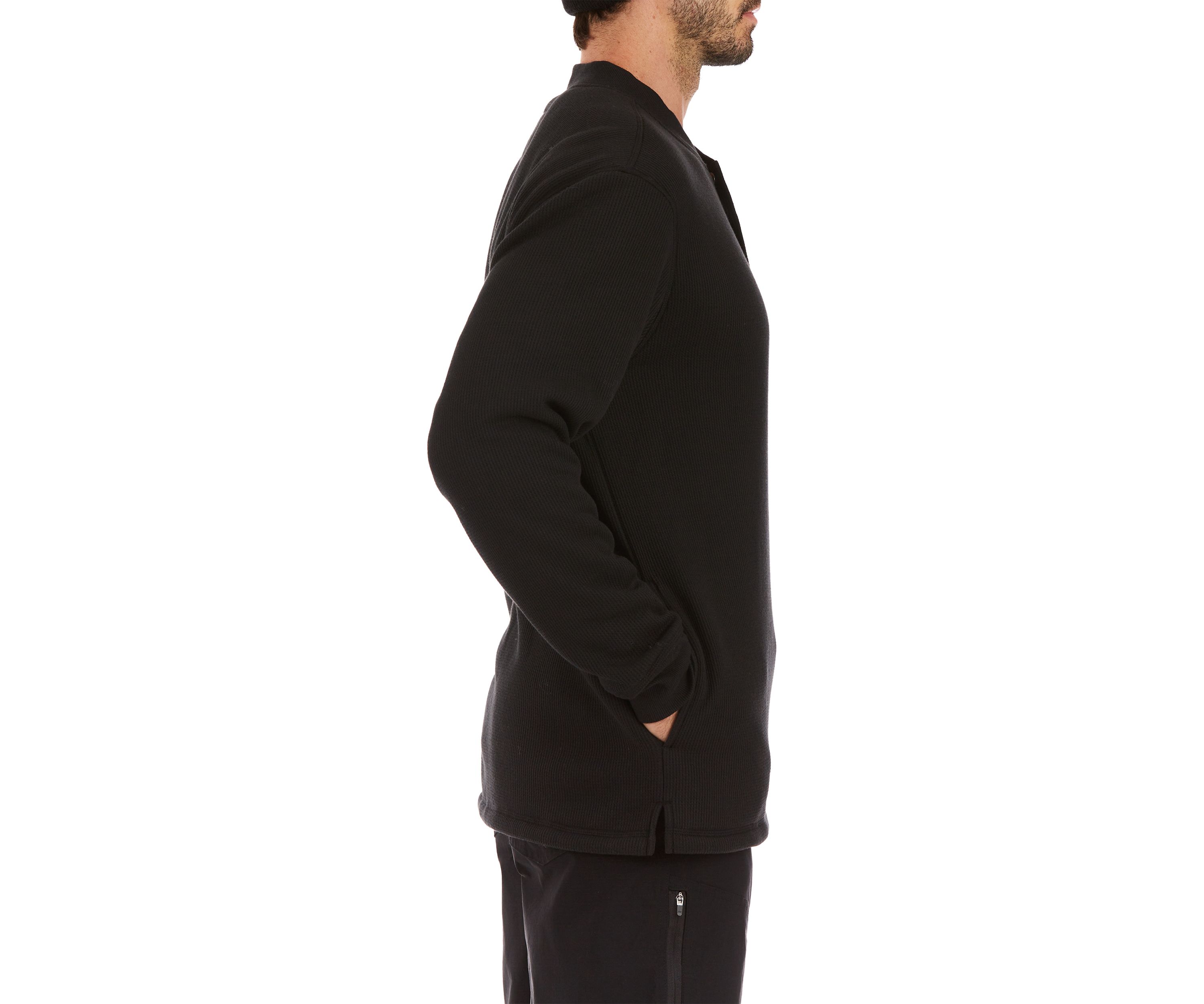 Sherpa-Bonded Thermal Knit Henley Pullover
