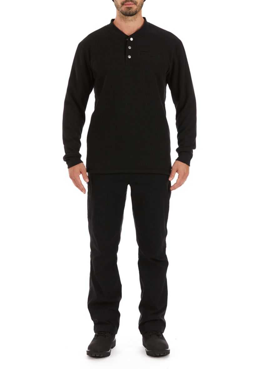 Sherpa-Bonded Thermal Knit Henley Pullover