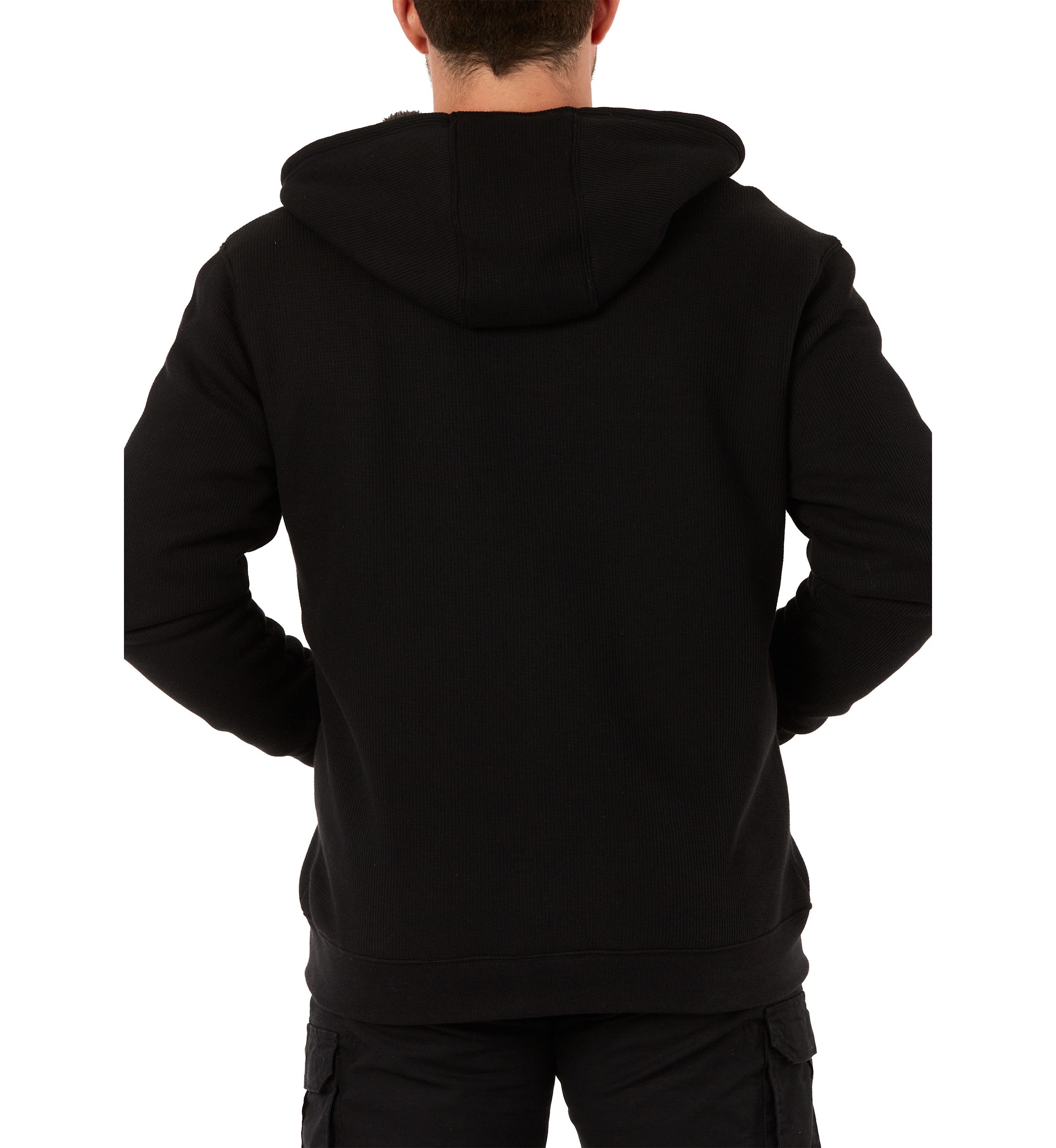 Sherpa-Bonded Thermal Knit Hooded Jacket
