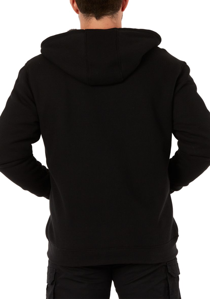 Sherpa-Bonded Thermal Knit Hooded Jacket