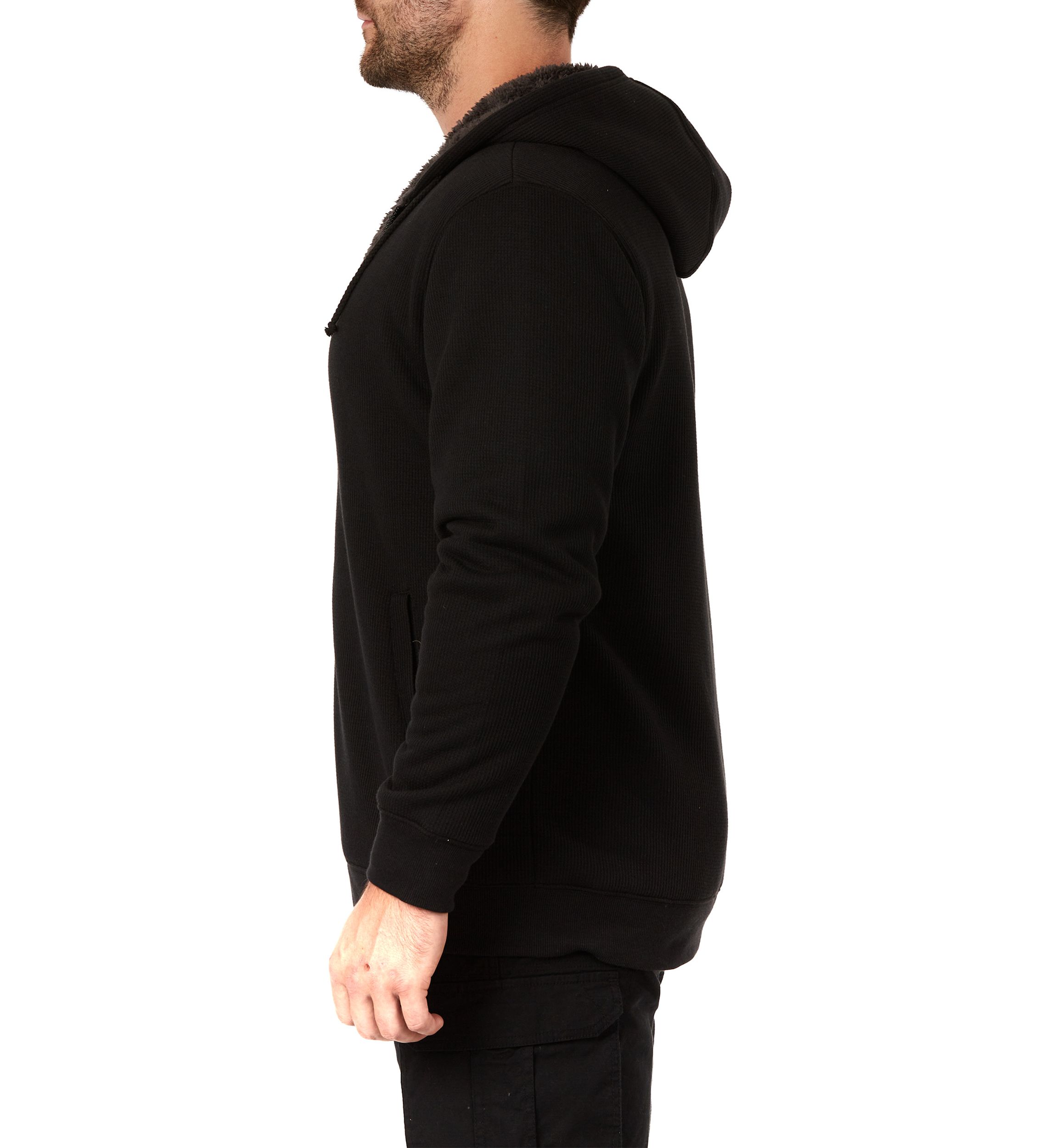 Sherpa-Bonded Thermal Knit Hooded Jacket