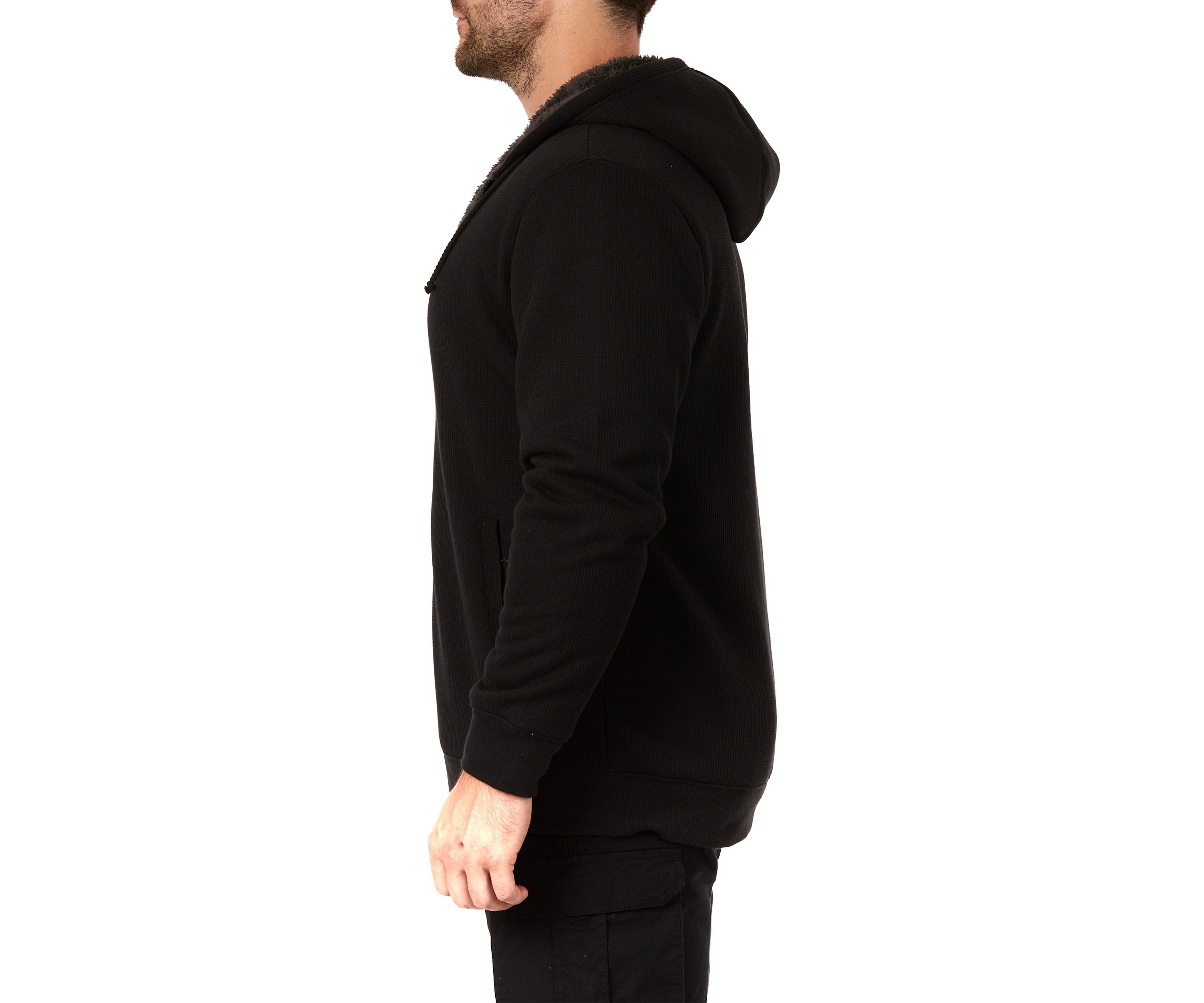 Sherpa-Bonded Thermal Knit Hooded Jacket