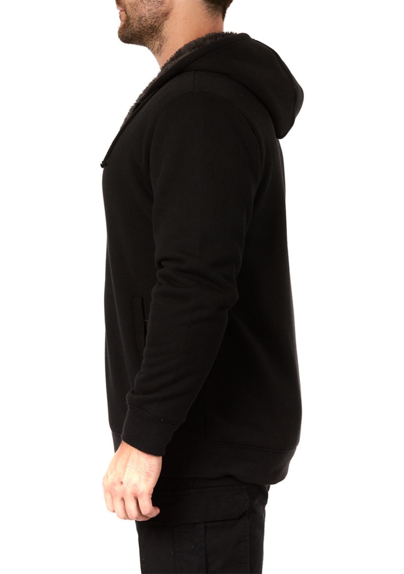 Sherpa-Bonded Thermal Knit Hooded Jacket