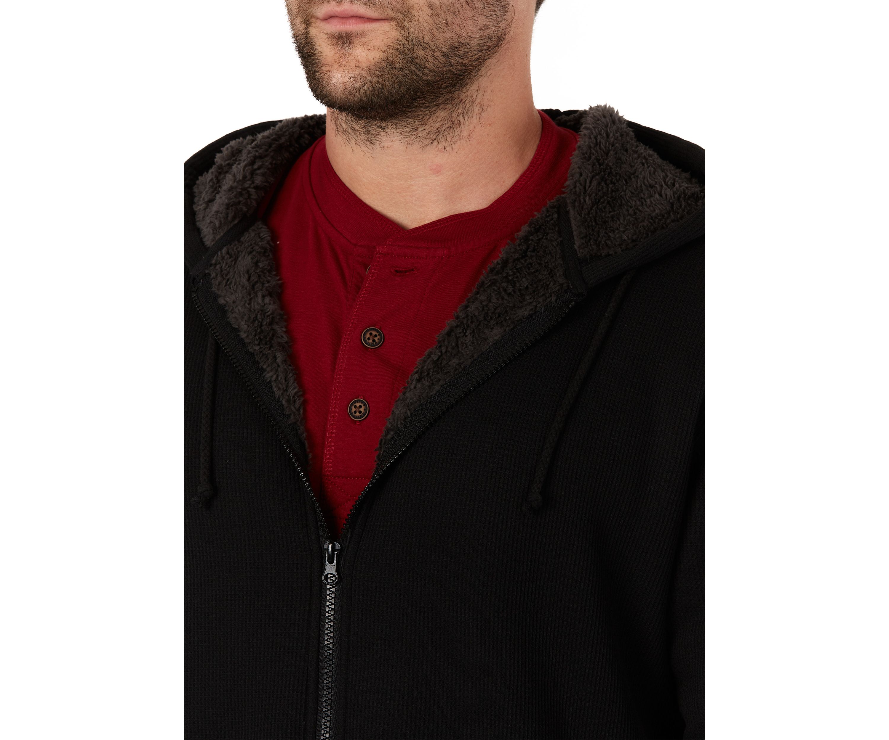 Sherpa-Bonded Thermal Knit Hooded Jacket