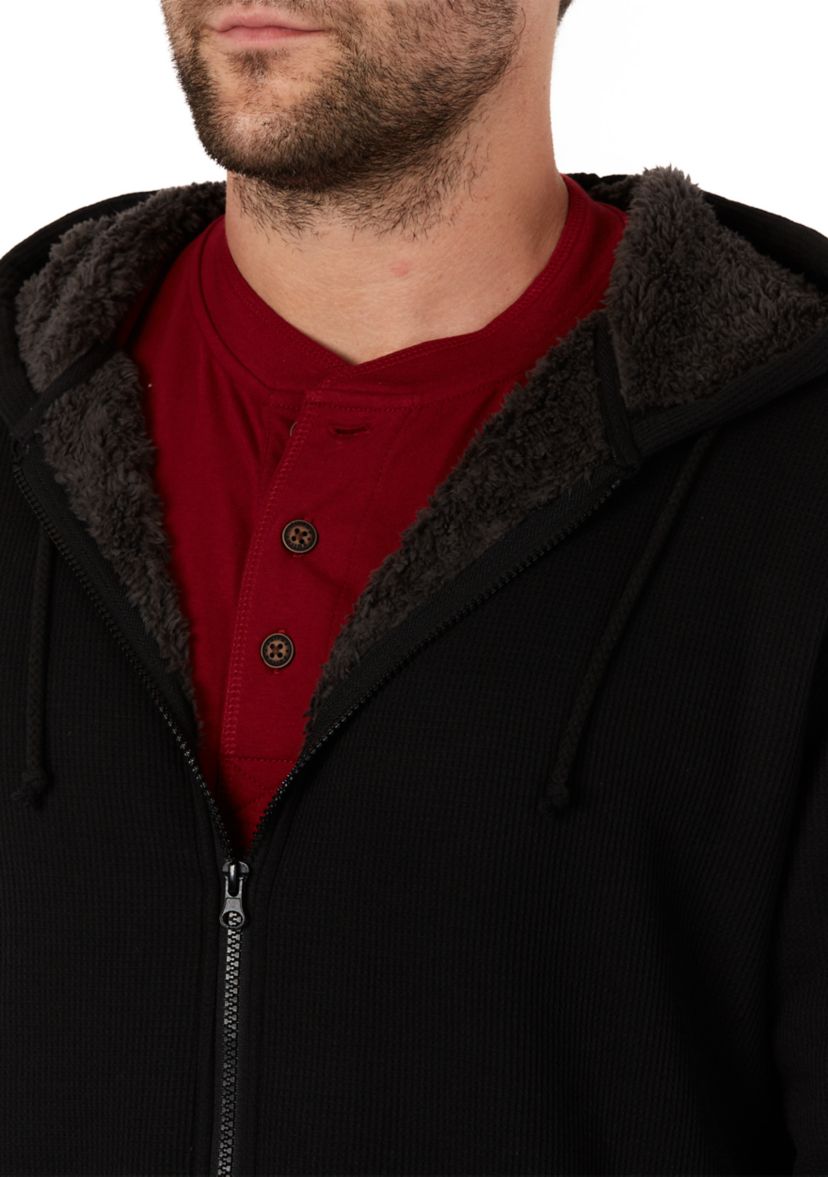 Sherpa-Bonded Thermal Knit Hooded Jacket