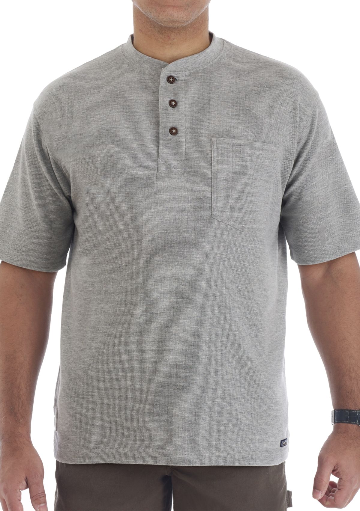 Mens Extended Tail Short Sleeve Mini Thermal Henley T-Shirt