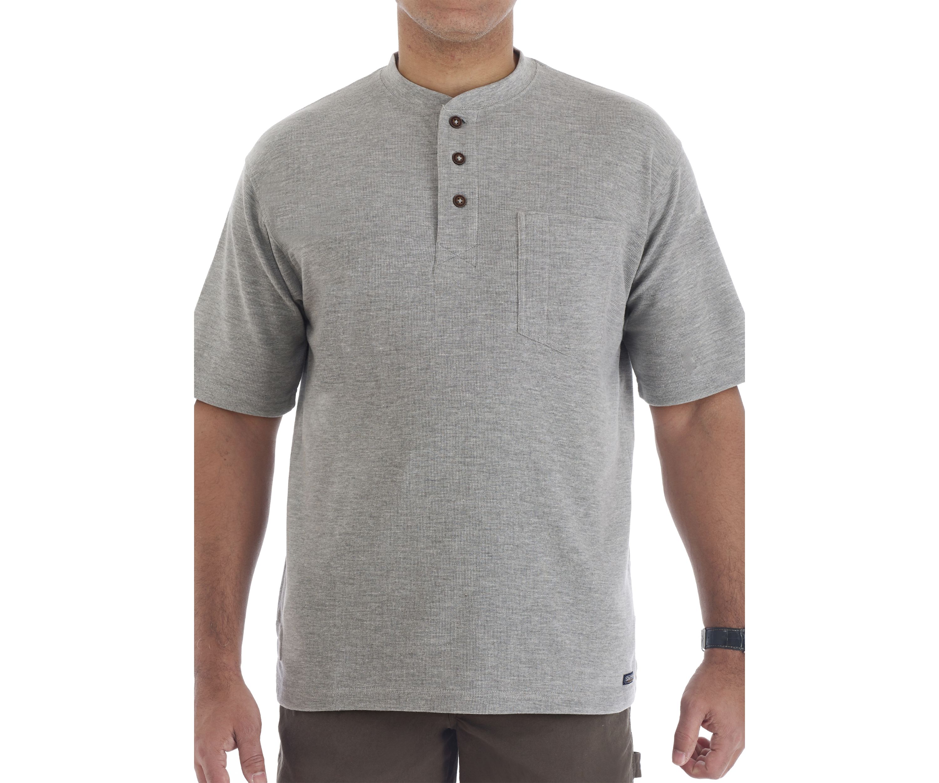 Mens Extended Tail Short Sleeve Mini Thermal Henley T-Shirt