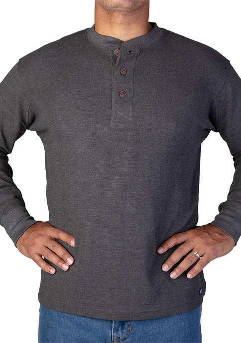 Smith's Workwear Extended-Tail Mini-Thermal Knit Henley Pullover